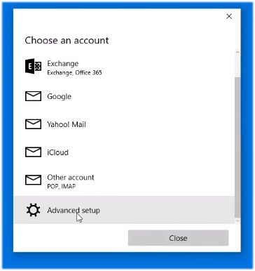 Windows 10 Mail advanced setup
