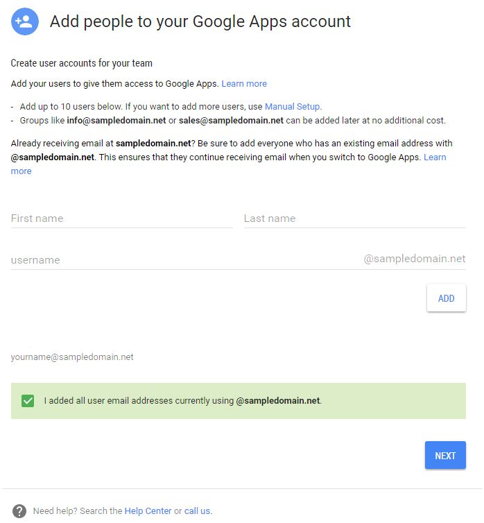 additional users Google App