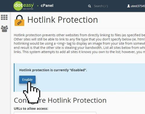 cPanel enable hotlink protection